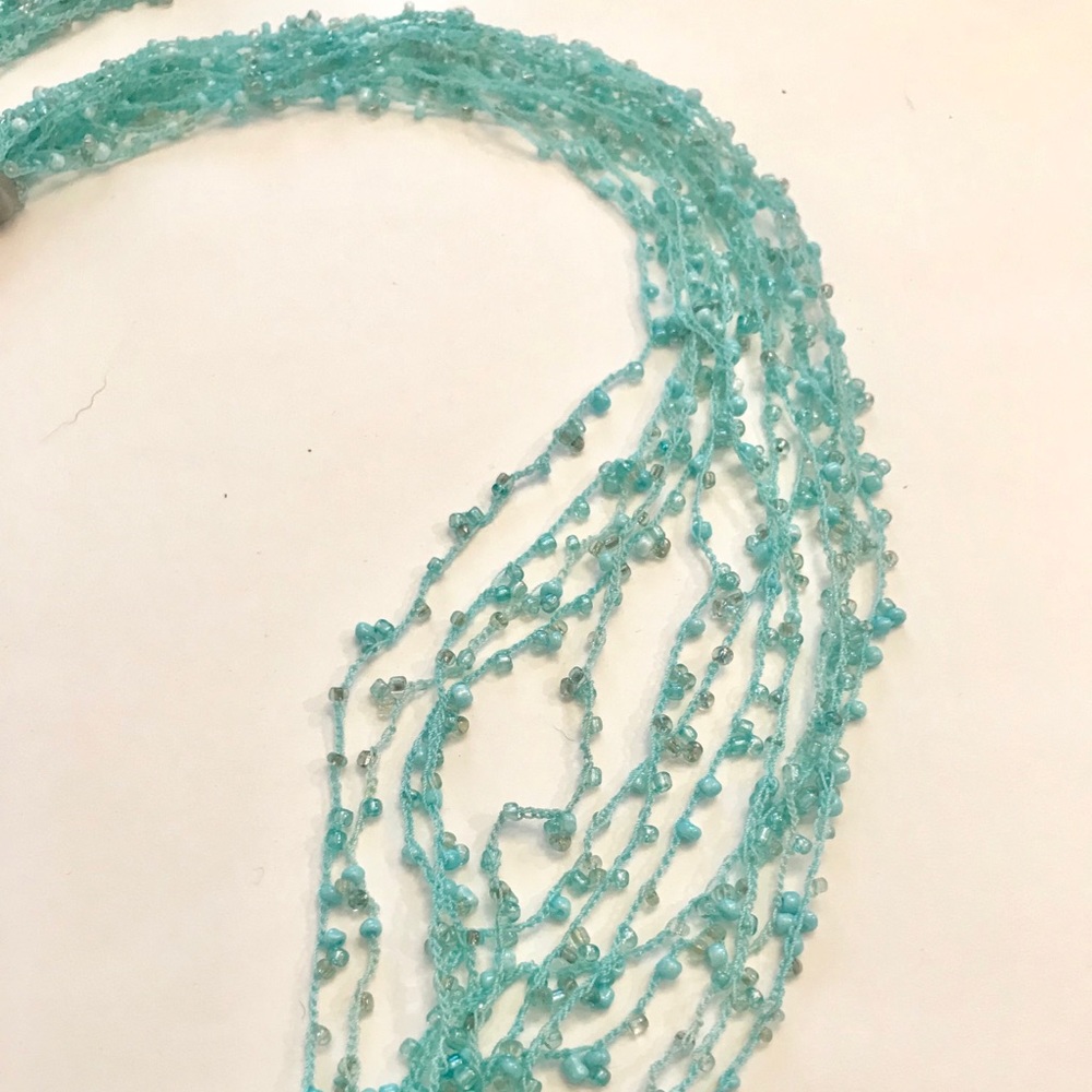 Greenish Aqua Multi-strand Beaded Necklace